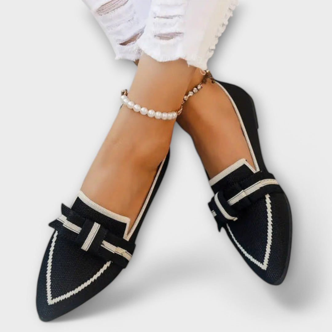 Mareike - Mules noires pointues à nœud
