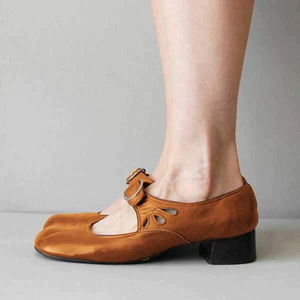 Anna - Mary Janes vintage à boucle et talon bloc