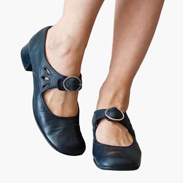 Anna - Mary Janes vintage à boucle et talon bloc