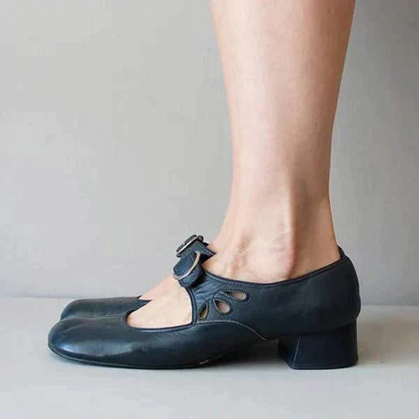 Anna - Mary Janes vintage à boucle et talon bloc