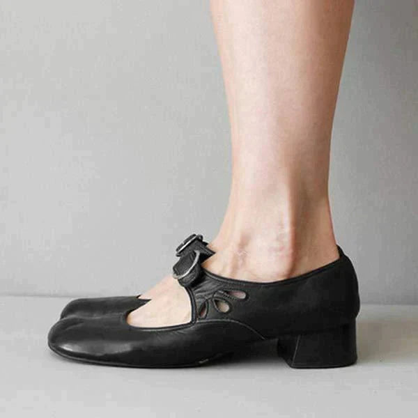 Anna - Mary Janes vintage à boucle et talon bloc