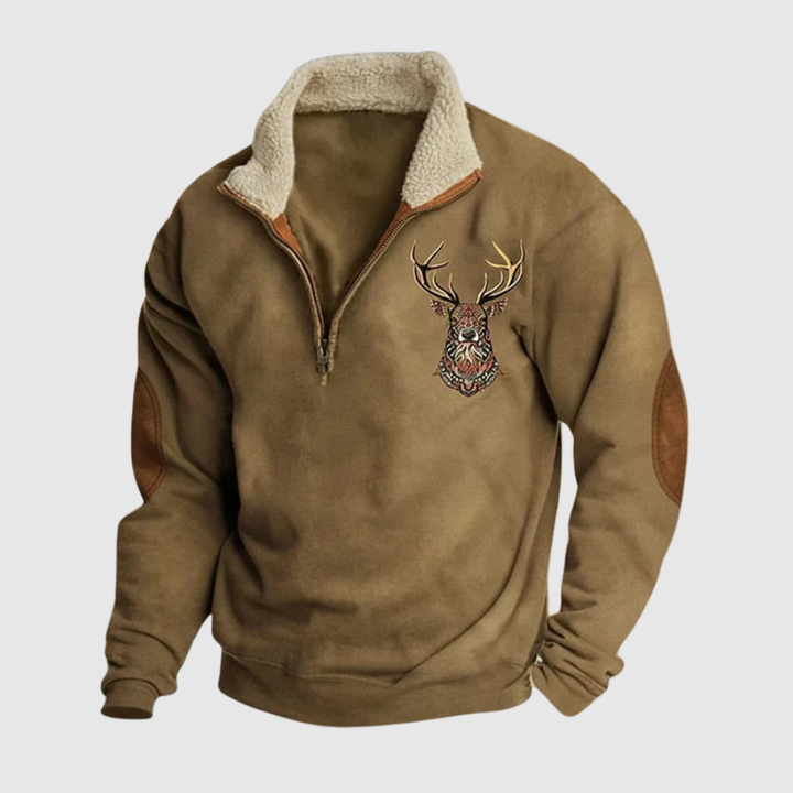 Daniel - Sweat homme avec détail de cerf et doublure chaude en polaire