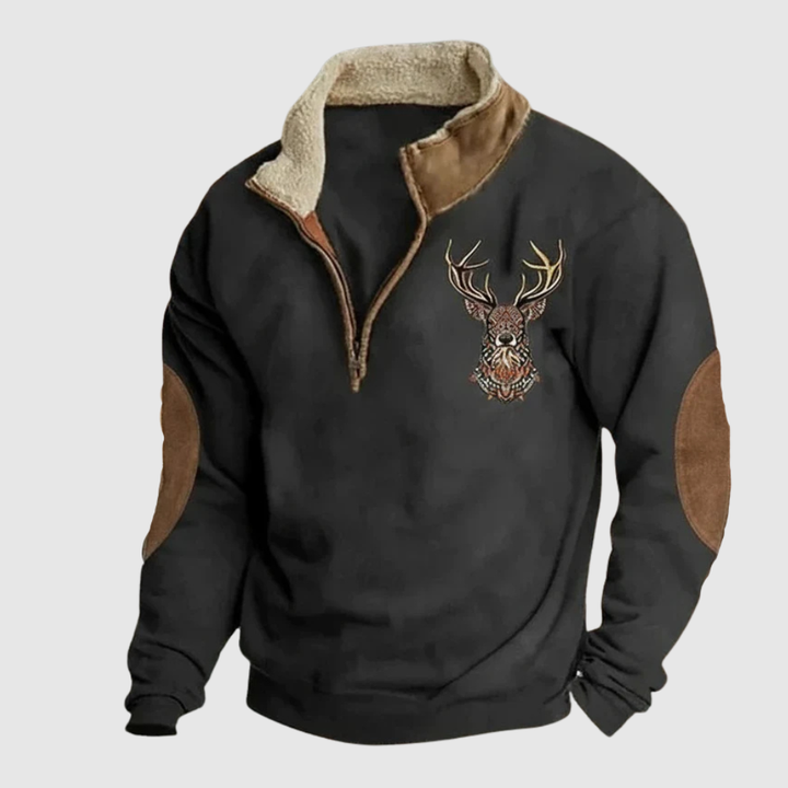 Daniel - Sweat homme avec détail de cerf et doublure chaude en polaire