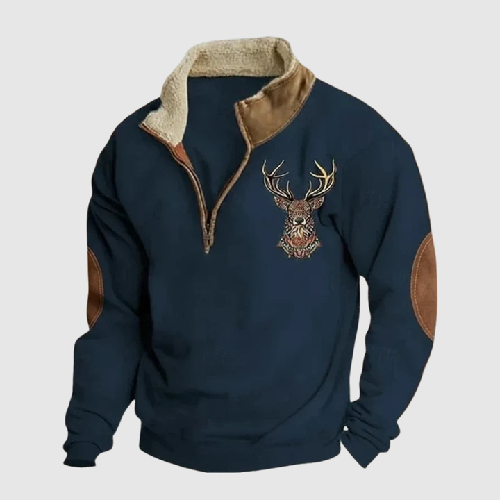 Daniel - Sweat homme avec détail de cerf et doublure chaude en polaire