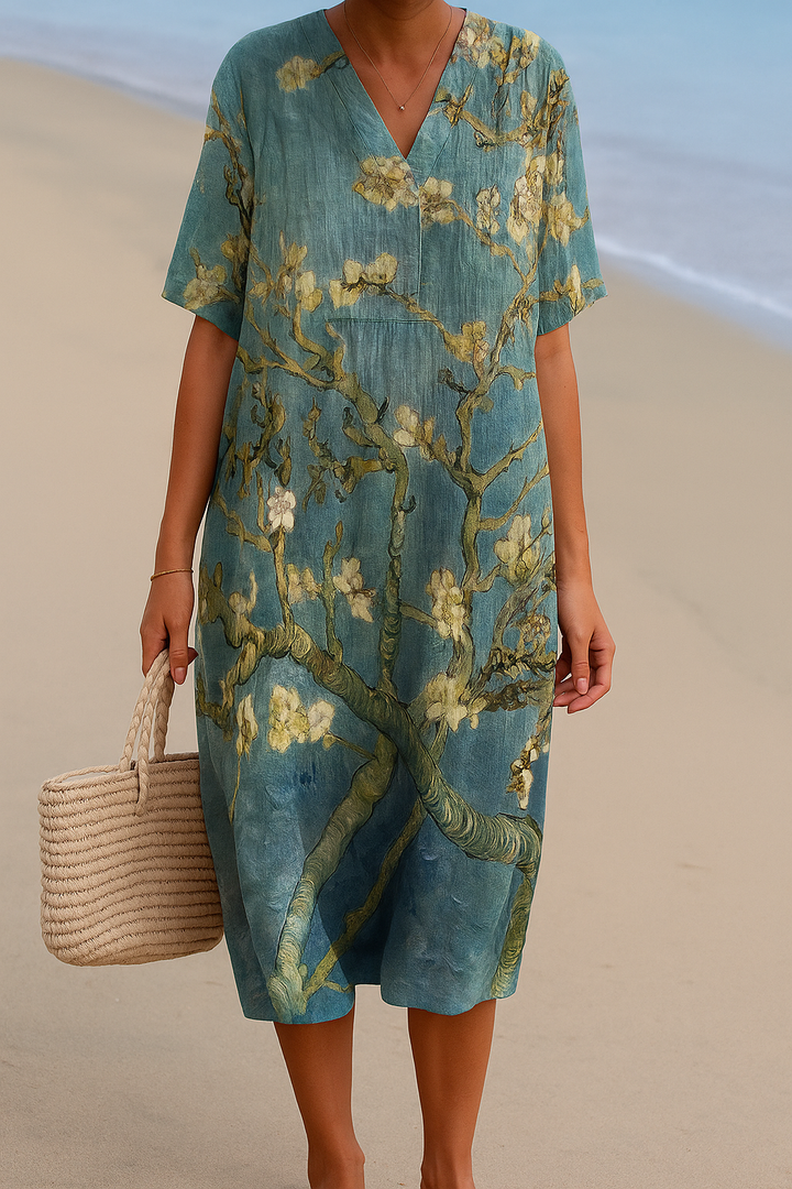 Mara - Robe Florale en Vert-Aigue-Marine