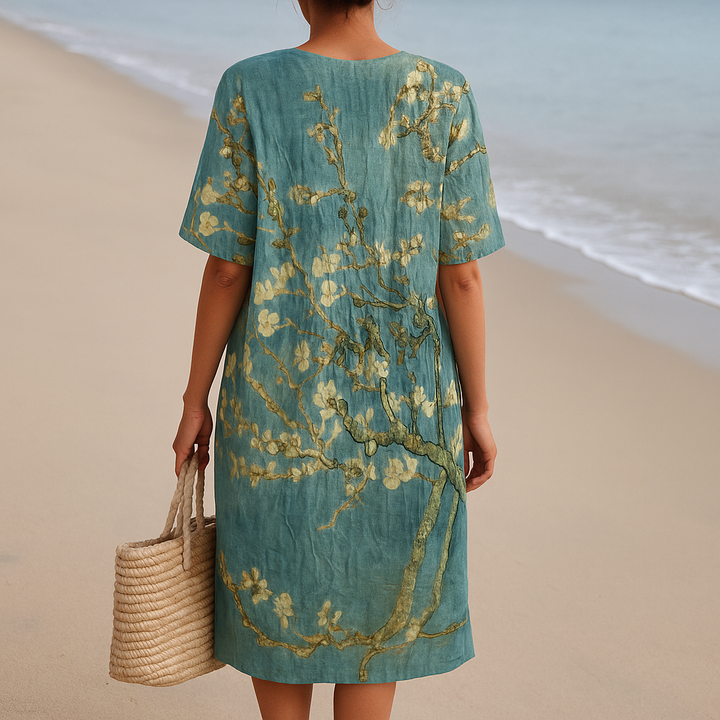 Mara - Robe Florale en Vert-Aigue-Marine