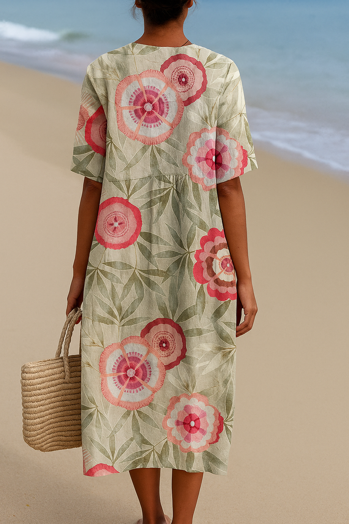 Marguerite - Robe Florale avec Feuilles et Mandala