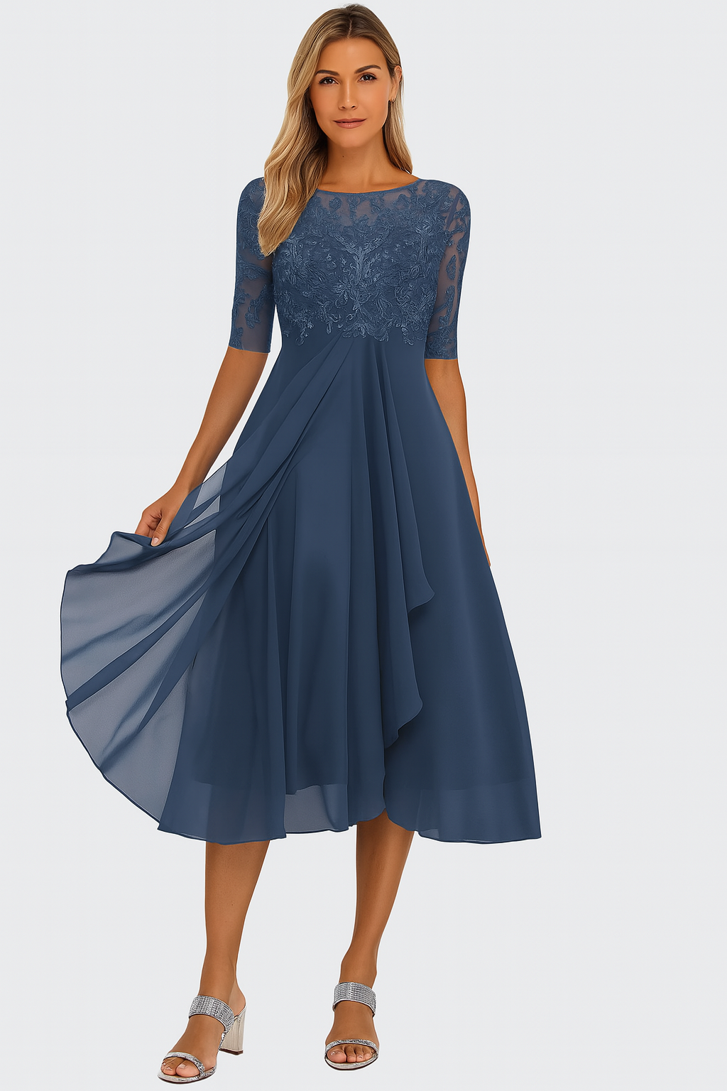 Valentina - Robe en Dentelle à Manches 3/4