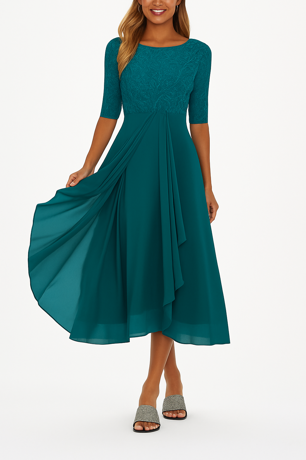 Valentina - Robe en Dentelle à Manches 3/4