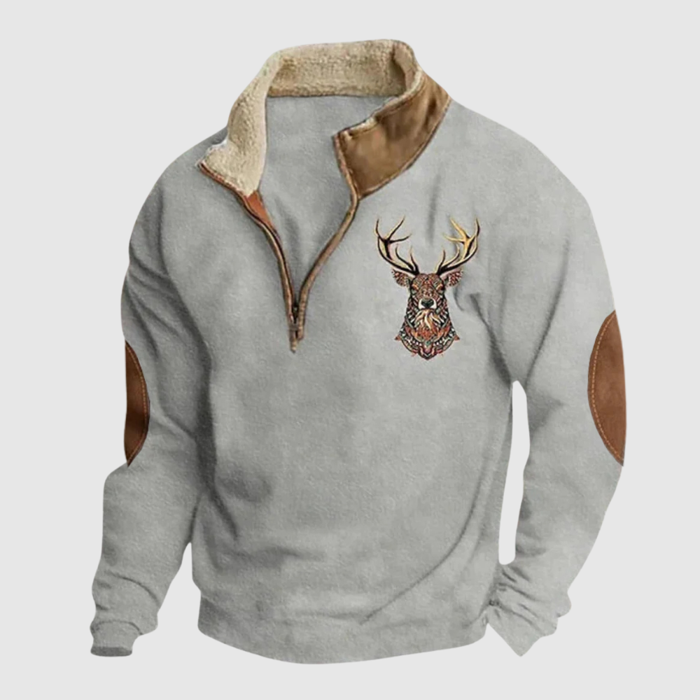 Daniel - Sweat homme avec détail de cerf et doublure chaude en polaire