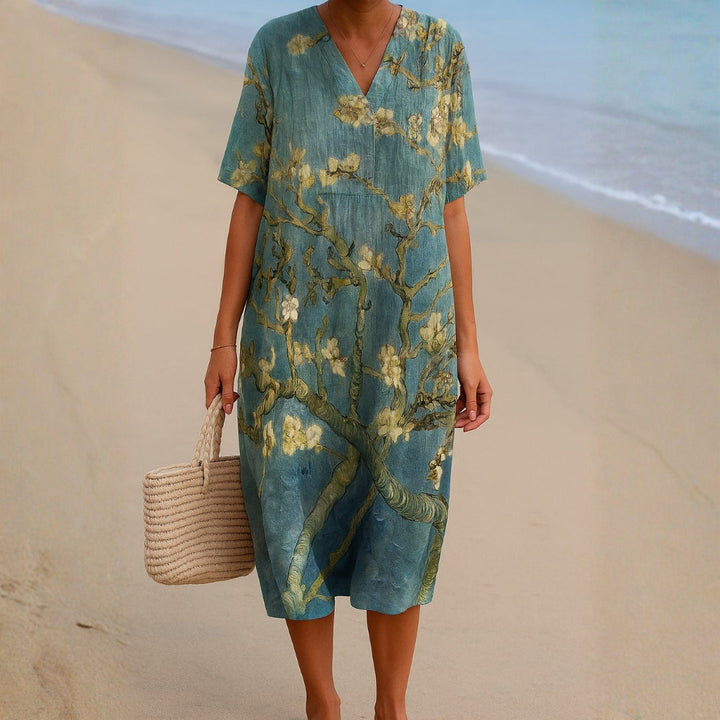 Mara - Robe Florale en Vert-Aigue-Marine