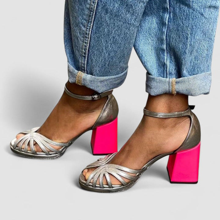 Serafina - Sandales brillantes avec talon bloc