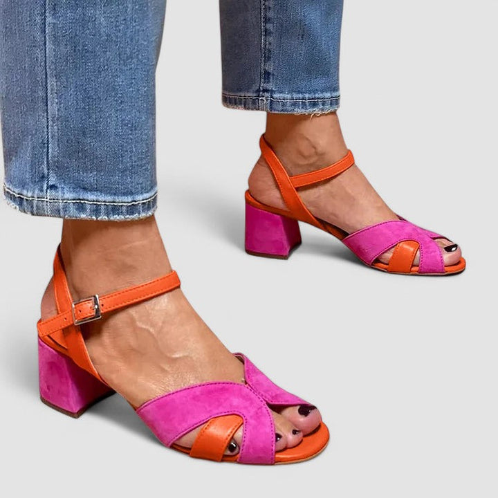 Lorette - sandales à combinaison de couleurs avec un talon confortable