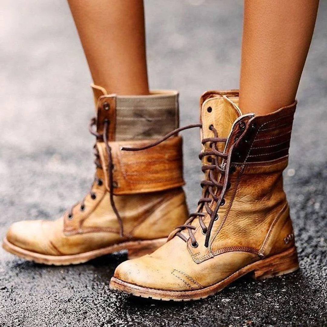 Aurore - Bottines Cuir Lacets Stylées Femme