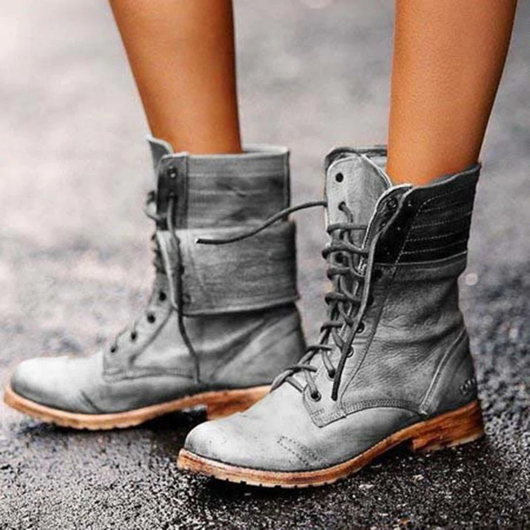 Aurore - Bottines Cuir Lacets Stylées Femme