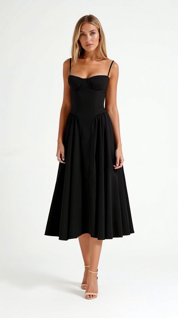 Odete - Robe midi à corsage structuré
