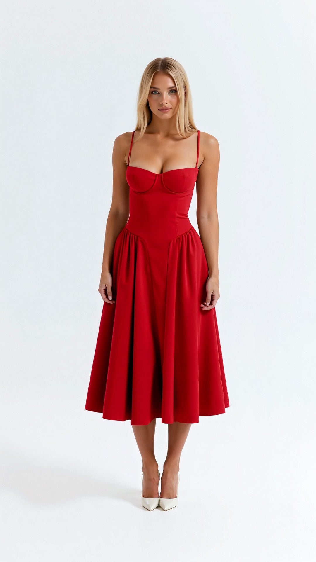 Odete - Robe midi avec corsage structuré