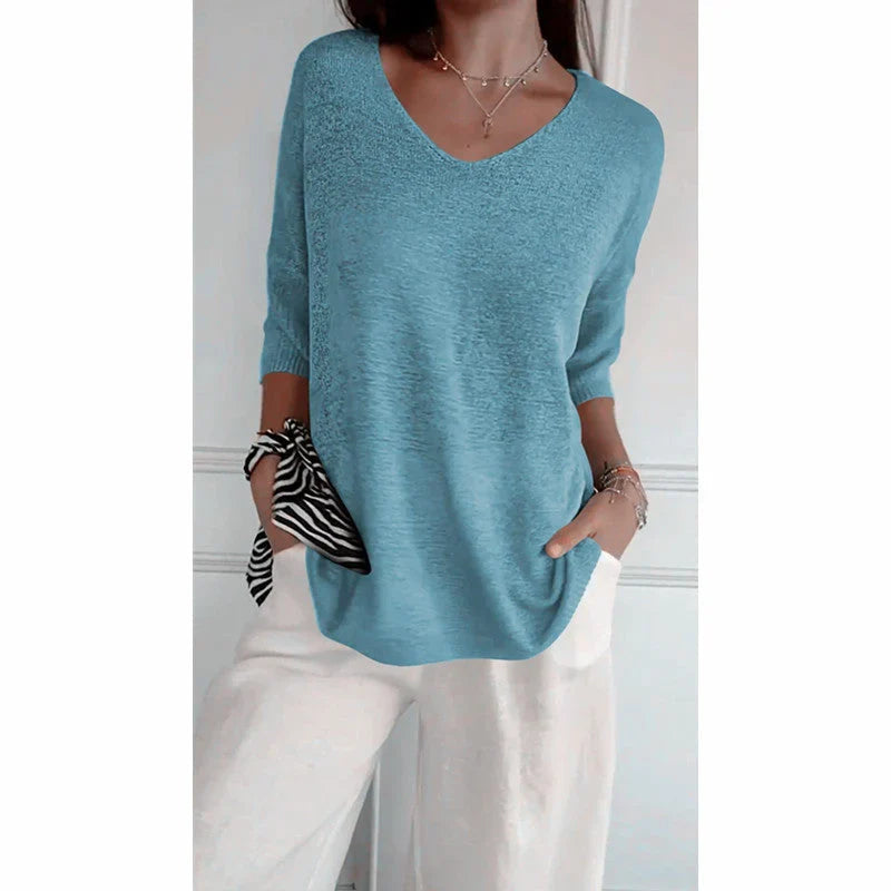 Odile - Pull léger à col V femme