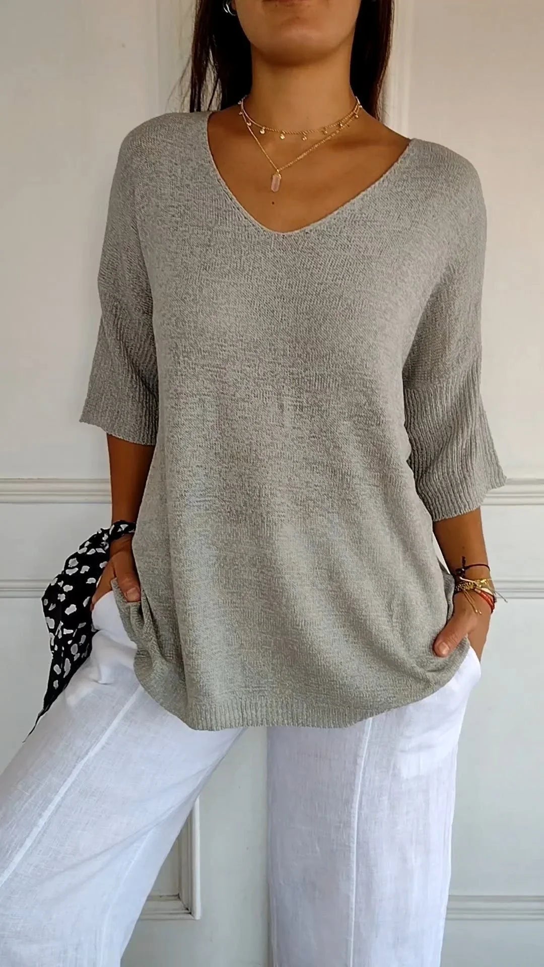 Odile - Pull léger à col V femme
