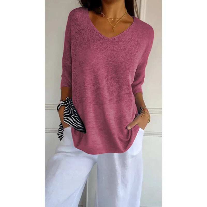 Odile - Pull léger à col V femme