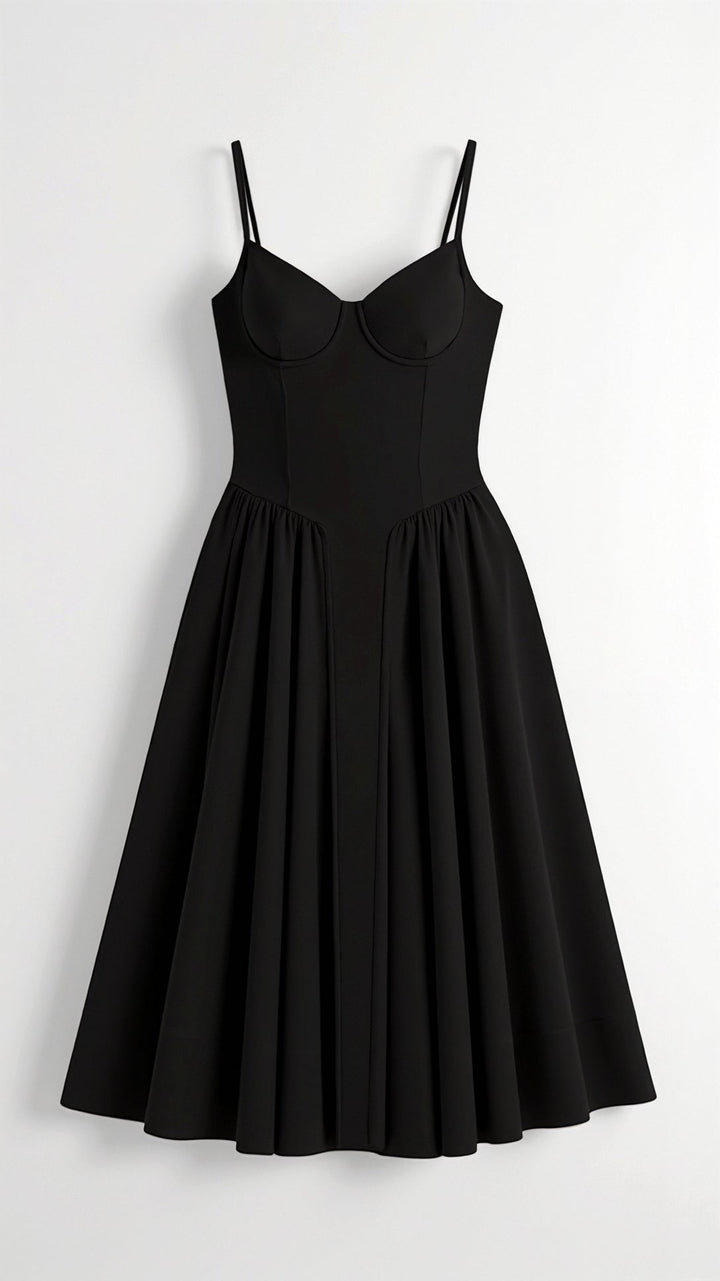 Odete - Robe midi à corsage structuré