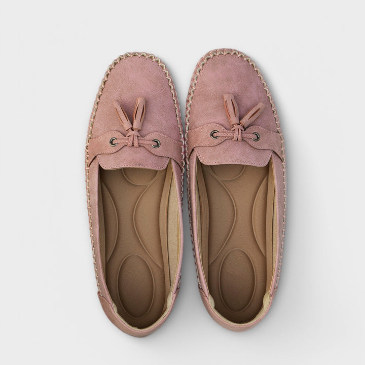 Lieselotte - Mocassins bleus à pompons