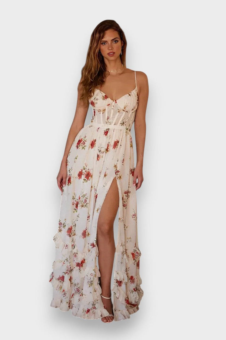 Sónia - Robe midi à imprimé floral
