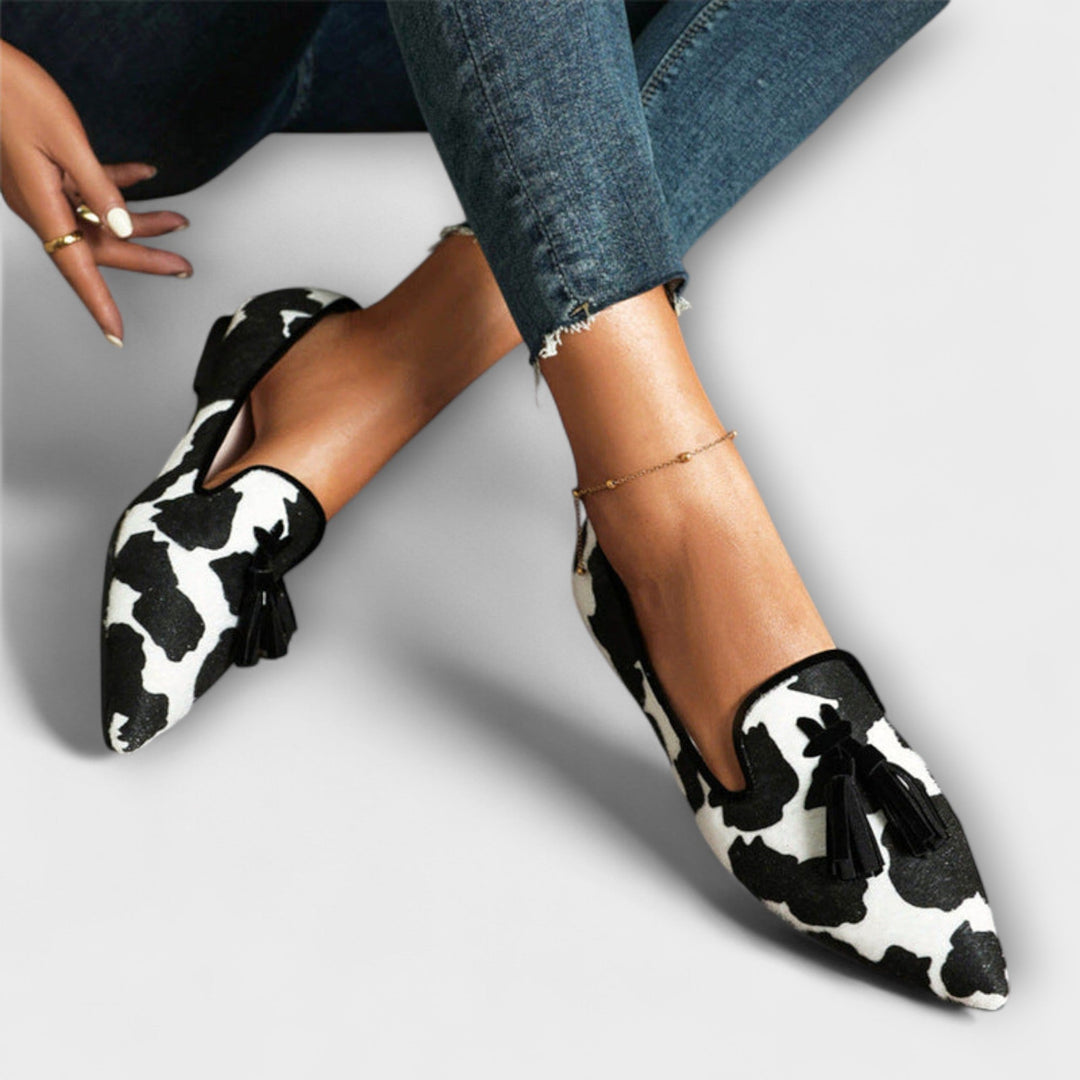 Juliane - Mules léopard à pompons