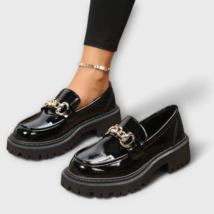 Hildrun - Mocassins noirs à plateforme et boucle