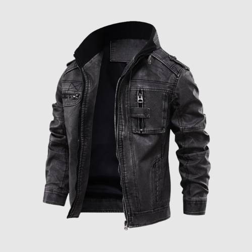Dorian – Veste en cuir avec fermeture éclair et design urbain moderne