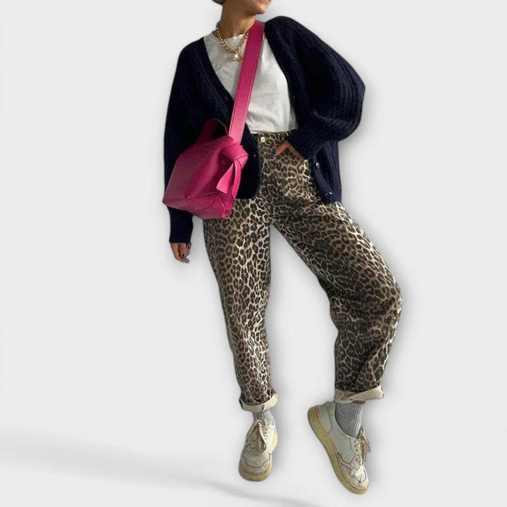 Chandra - Pantalons en jean vintage léopard