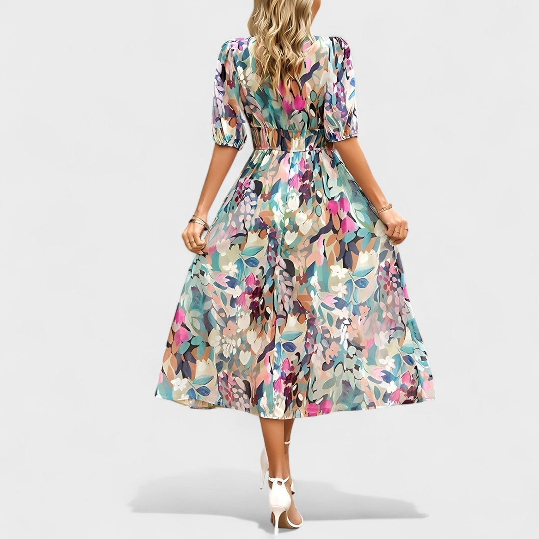 Clara - Robe Midi Fleurie Élégante