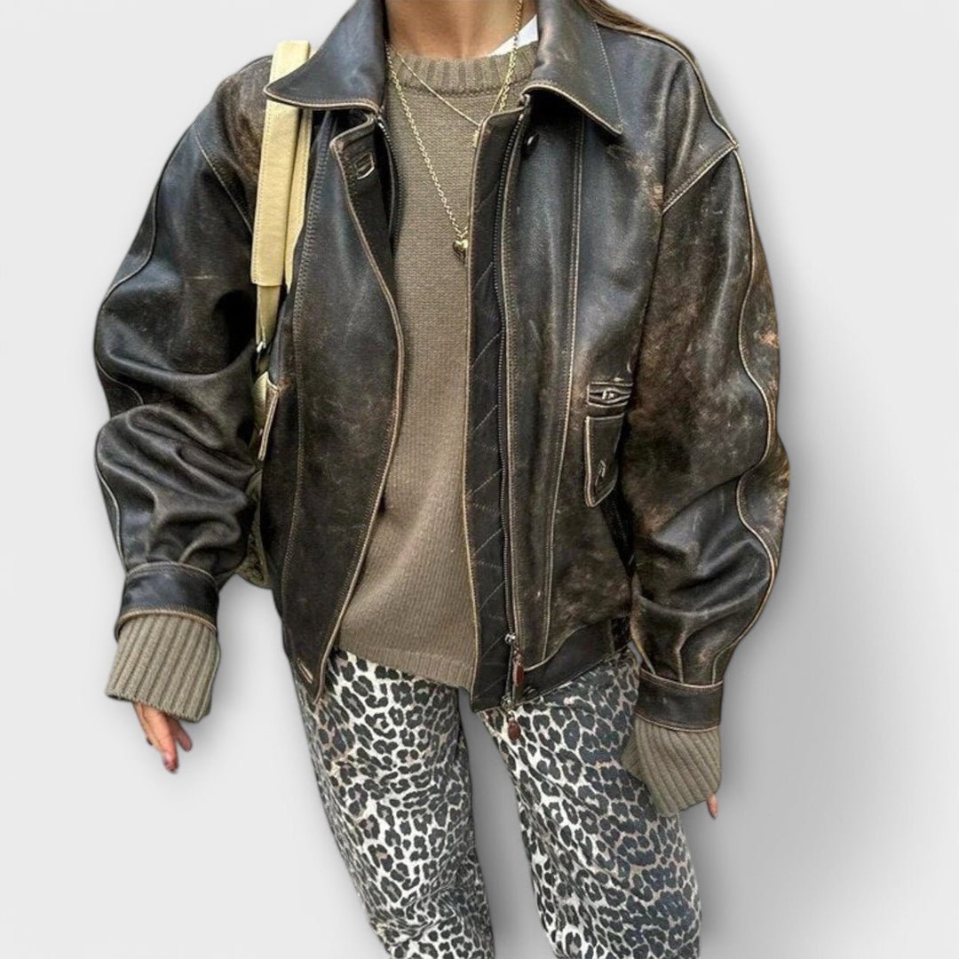 Chandra - Pantalons en jean vintage léopard