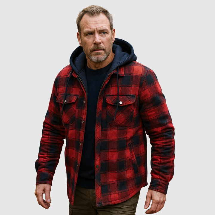 Šimon – Veste en laine à carreaux avec capuche