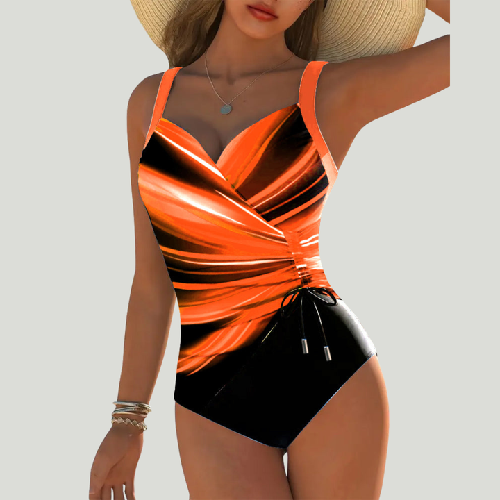 Lore - Maillot de bain une pièce avec imprimé métallique et drapage croisé