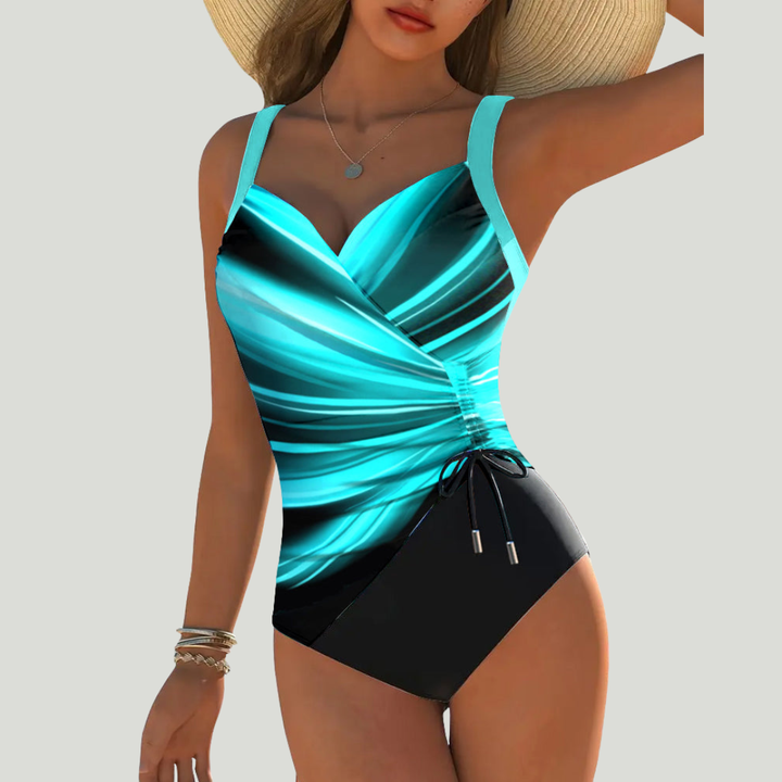 Lore - Maillot de bain une pièce avec imprimé métallique et drapage croisé