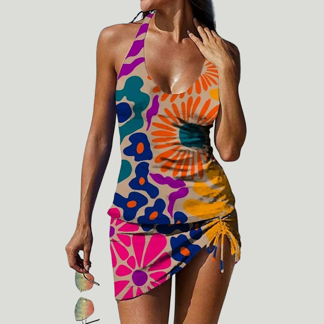 Sofie - Maillot de bain avec jupe et imprimé floral bohémien