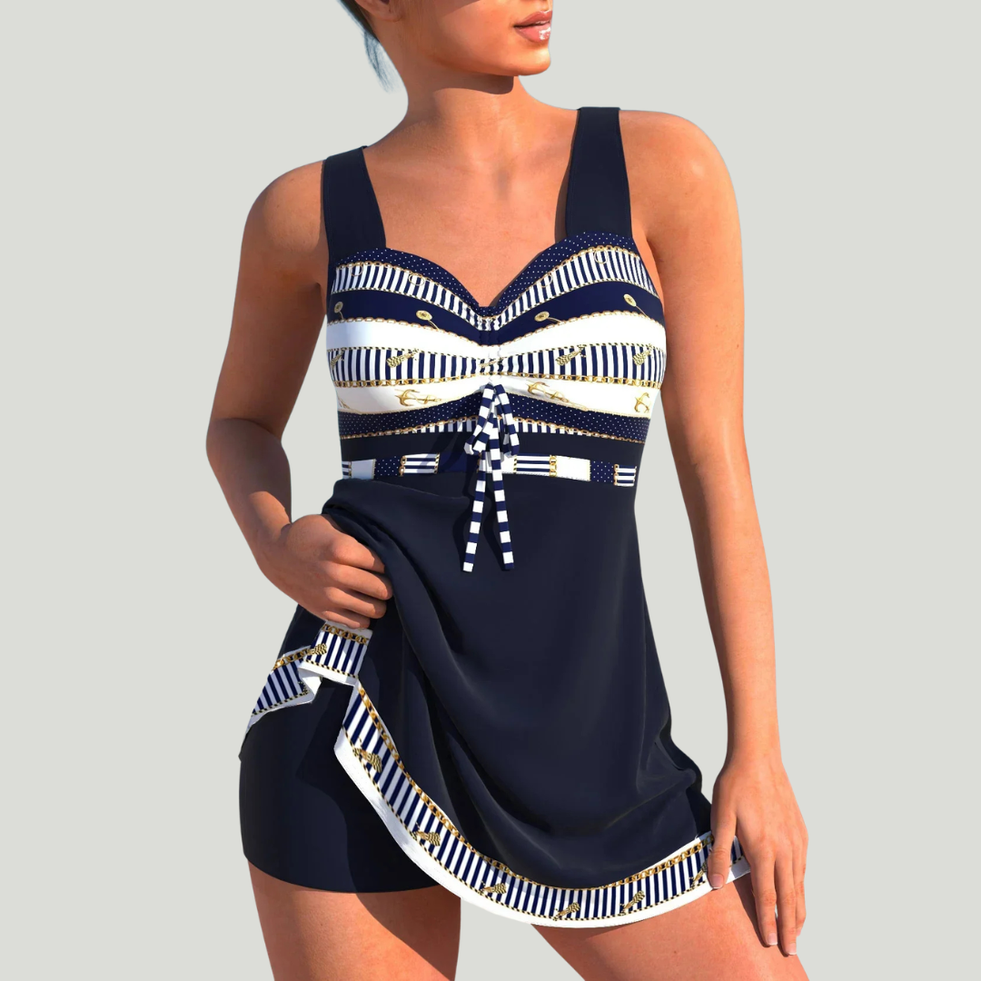 Maud - Tankini avec jupe et imprimé maritime