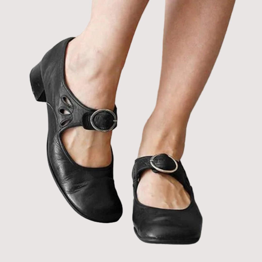 Anna - Mary Janes vintage à boucle et talon bloc