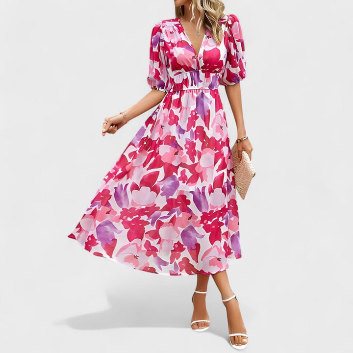 Clara - Robe Midi Fleurie Élégante