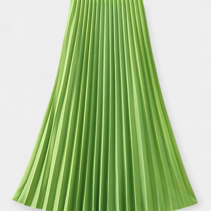 Jupe Longue Plissée en Satin
