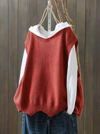 Camille - Pull Sans Manches Col Rond Débardeur Chic Femme