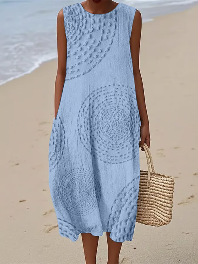 Ana - Robe Maxi Sans Manches Texturée