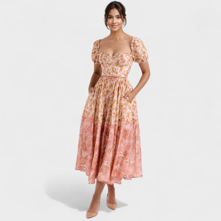 Valentina - Robe Florale Corail