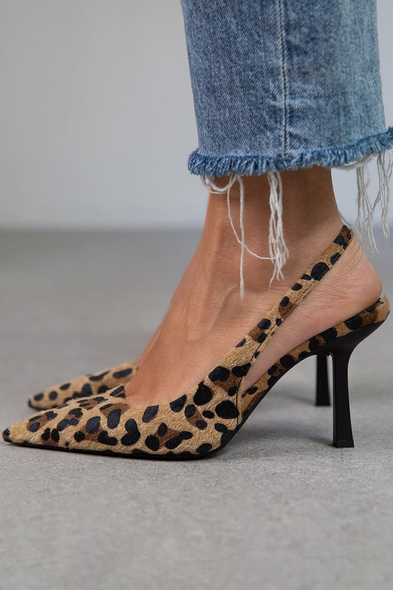 Liorina - Escarpins kaki avec imprimé léopard et bout pointu