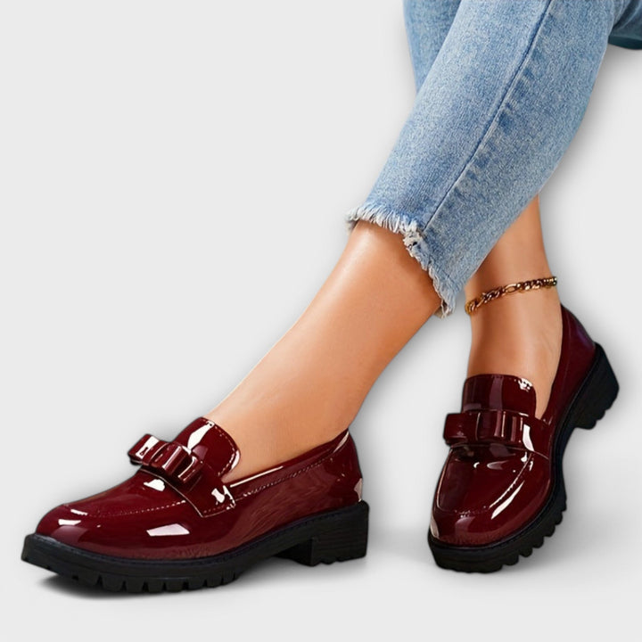 Brunhild - Mocassins bordeaux à nœud