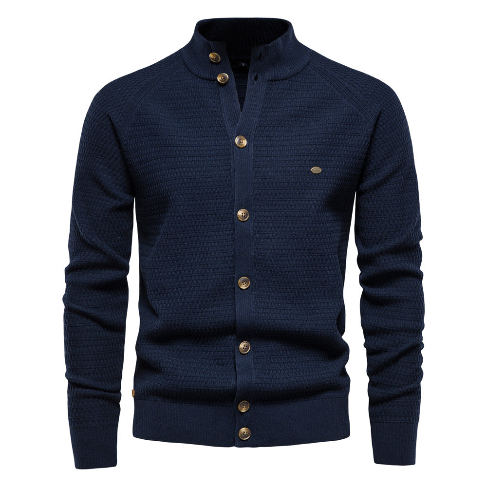 Alexandre - Cardigan Texturé Col Montant Homme