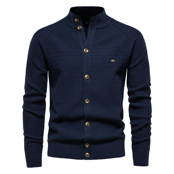Alexandre - Cardigan Texturé Col Montant Homme