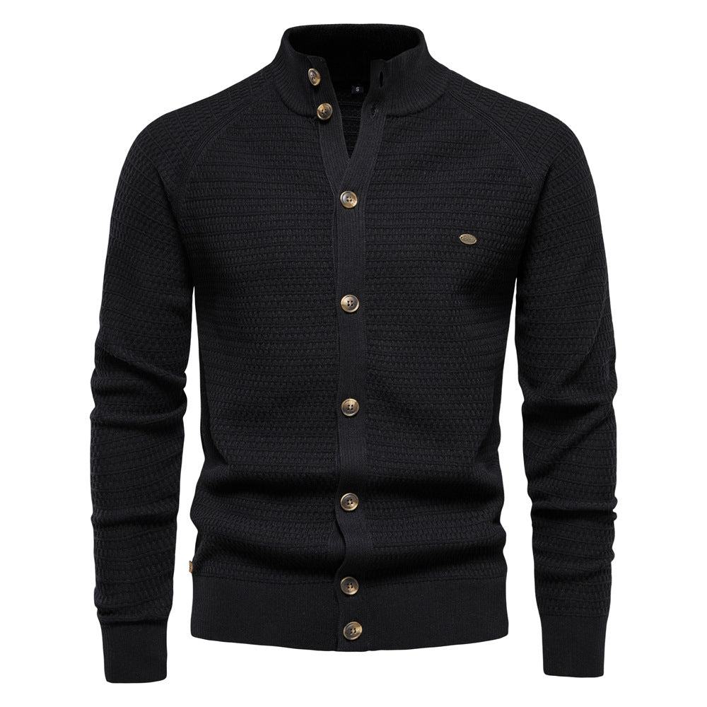 Alexandre - Cardigan Texturé Col Montant Homme