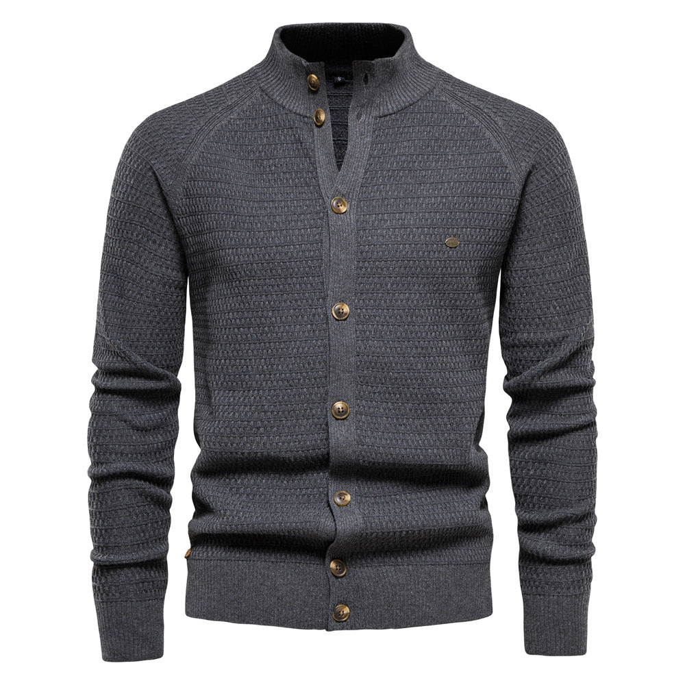 Alexandre - Cardigan Texturé Col Montant Homme